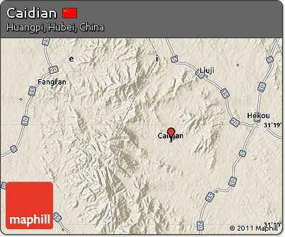Shaded Relief Map of Caidian