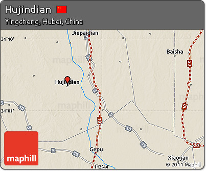 Shaded Relief Map of Hujindian