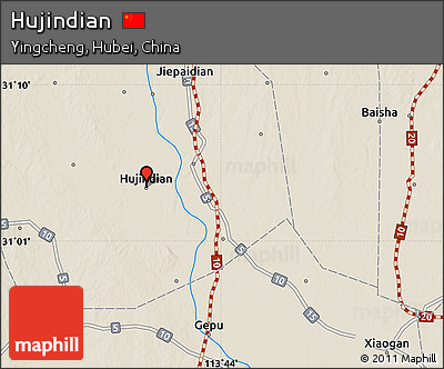 Shaded Relief Map of Hujindian