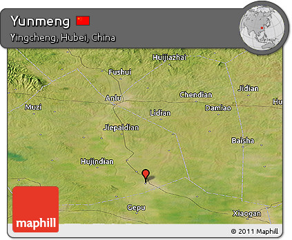 Satellite Panoramic Map of Yunmeng