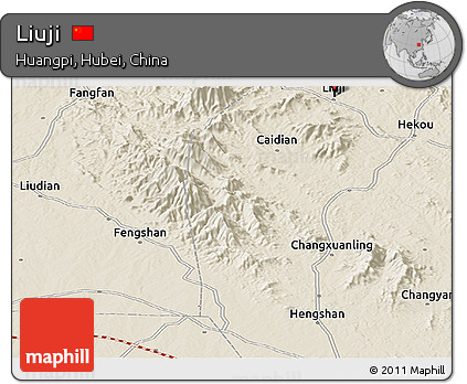 Shaded Relief Panoramic Map of Liuji