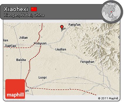 Shaded Relief Panoramic Map of Xiaohexi