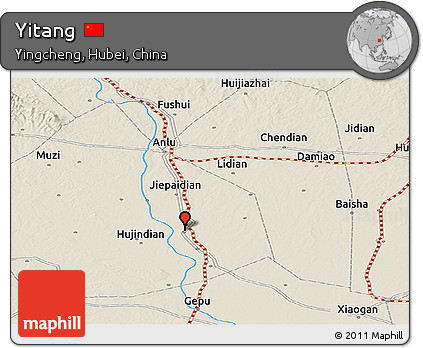 Shaded Relief Panoramic Map of Yitang