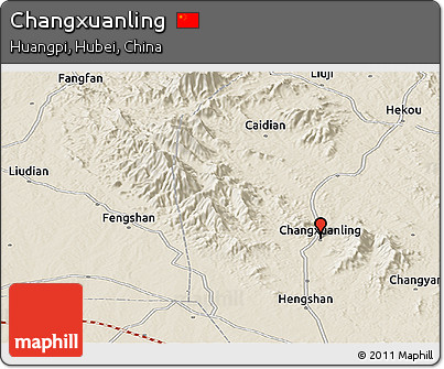 Shaded Relief Panoramic Map of Changxuanling