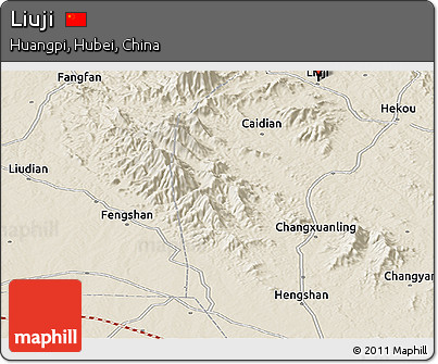 Shaded Relief Panoramic Map of Liuji