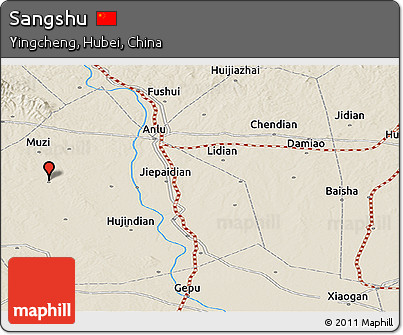 Shaded Relief Panoramic Map of Sangshu