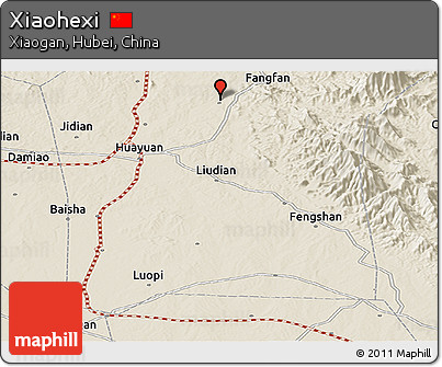 Shaded Relief Panoramic Map of Xiaohexi