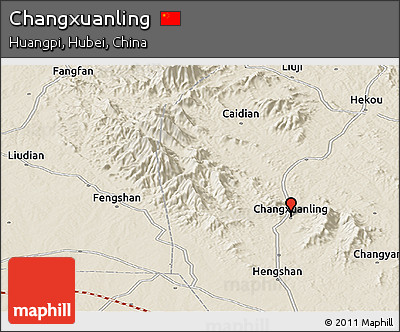 Shaded Relief Panoramic Map of Changxuanling