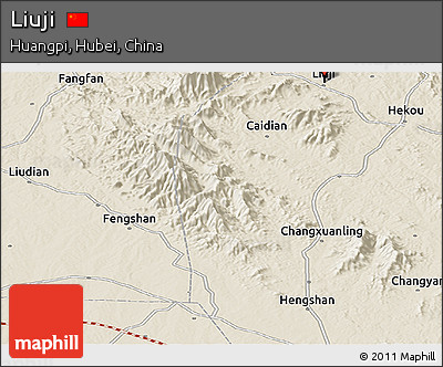 Shaded Relief Panoramic Map of Liuji