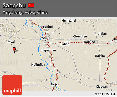 Shaded Relief Panoramic Map of Sangshu