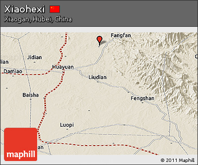 Shaded Relief Panoramic Map of Xiaohexi