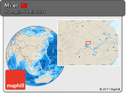 Shaded Relief Location Map of Mi'er