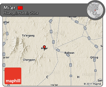 Shaded Relief Map of Mi'er