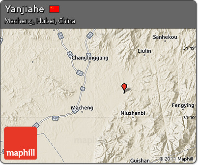 Shaded Relief Map of Yanjiahe