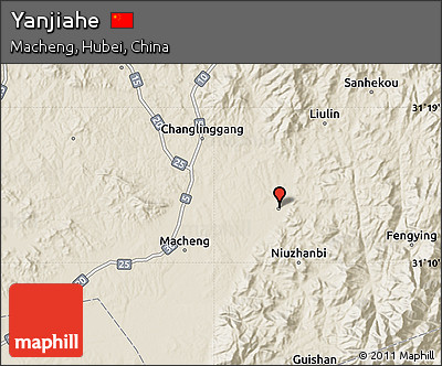 Shaded Relief Map of Yanjiahe