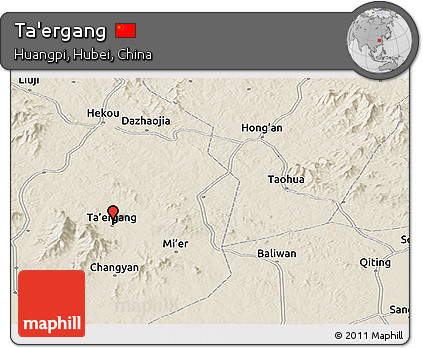 Shaded Relief Panoramic Map of Ta'ergang