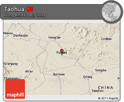 Shaded Relief Panoramic Map of Taohua