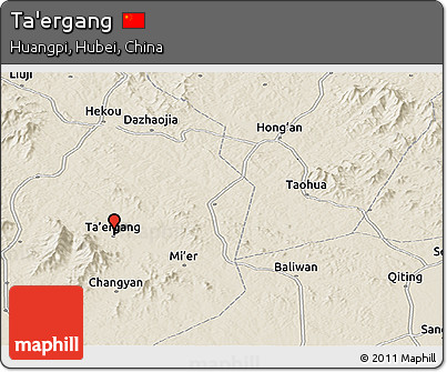 Shaded Relief Panoramic Map of Ta'ergang