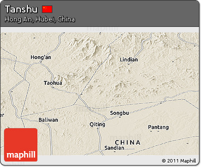Shaded Relief Panoramic Map of Tanshu