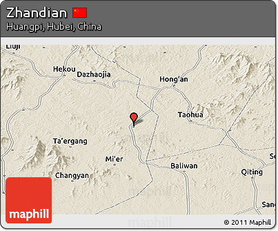 Shaded Relief Panoramic Map of Zhandian