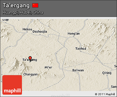 Shaded Relief Panoramic Map of Ta'ergang