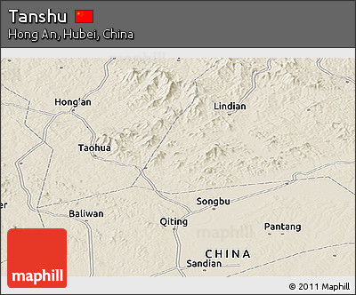 Shaded Relief Panoramic Map of Tanshu