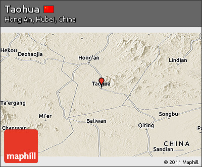 Shaded Relief Panoramic Map of Taohua