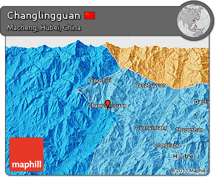 Political 3D Map of Changlingguan