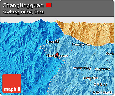 Political 3D Map of Changlingguan