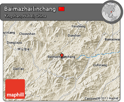Shaded Relief 3D Map of Baimazhailinchang