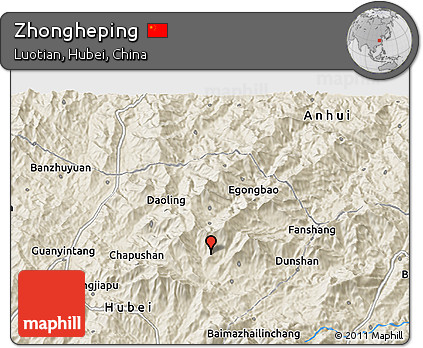 Shaded Relief 3D Map of Zhongheping