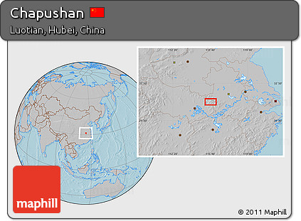 Gray Location Map of Chapushan, hill shading