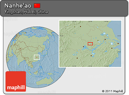 Savanna Style Location Map of Nanhe'ao, hill shading