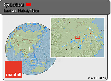 Savanna Style Location Map of Qiaotou, hill shading