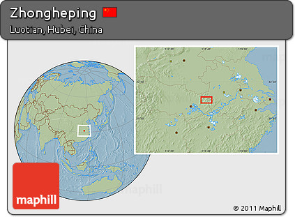 Savanna Style Location Map of Zhongheping, hill shading