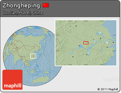 Savanna Style Location Map of Zhongheping, hill shading
