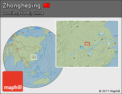 Savanna Style Location Map of Zhongheping, hill shading