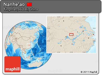 Shaded Relief Location Map of Nanhe'ao
