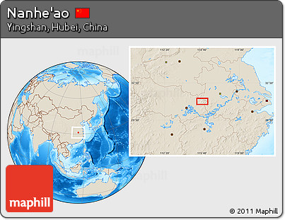 Shaded Relief Location Map of Nanhe'ao