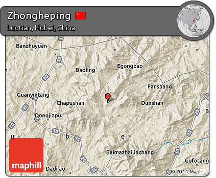 Shaded Relief Map of Zhongheping
