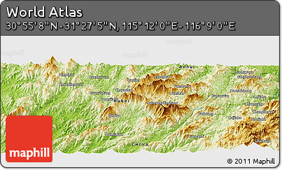 Physical Panoramic Map of the Area around 31° 11' 6" N, 115° 40' 30" E