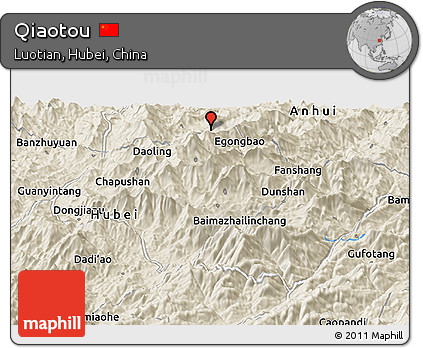 Shaded Relief Panoramic Map of Qiaotou