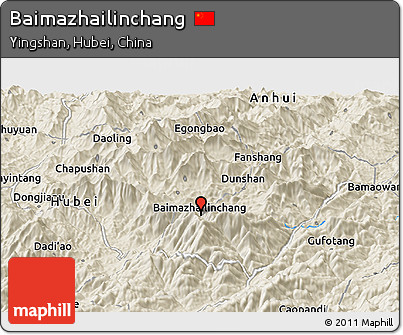 Shaded Relief Panoramic Map of Baimazhailinchang