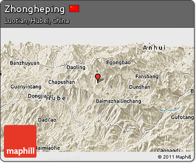 Shaded Relief Panoramic Map of Zhongheping