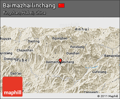 Shaded Relief Panoramic Map of Baimazhailinchang