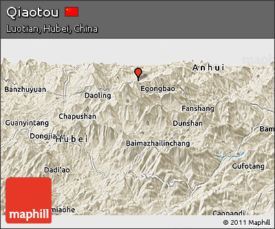 Shaded Relief Panoramic Map of Qiaotou