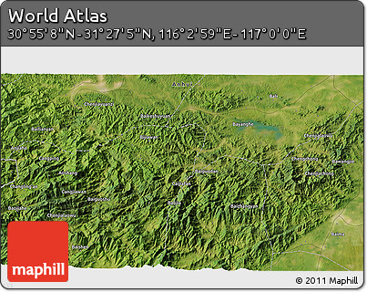 Satellite 3D Map of the Area around 31° 11' 6" N, 116° 31' 30" E