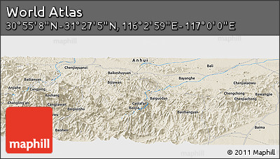 Shaded Relief Panoramic Map of the Area around 31° 11' 6" N, 116° 31' 30" E
