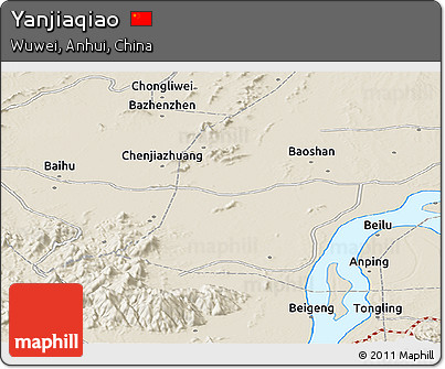 Shaded Relief Panoramic Map of Yanjiaqiao