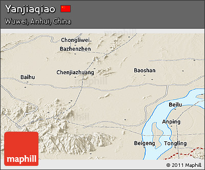 Shaded Relief Panoramic Map of Yanjiaqiao